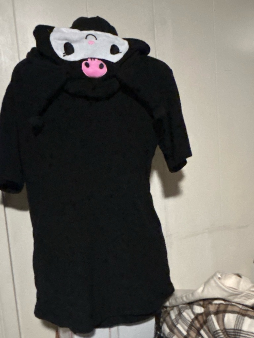 Black Hooded Novelty Sweatshirt with Kuromi face